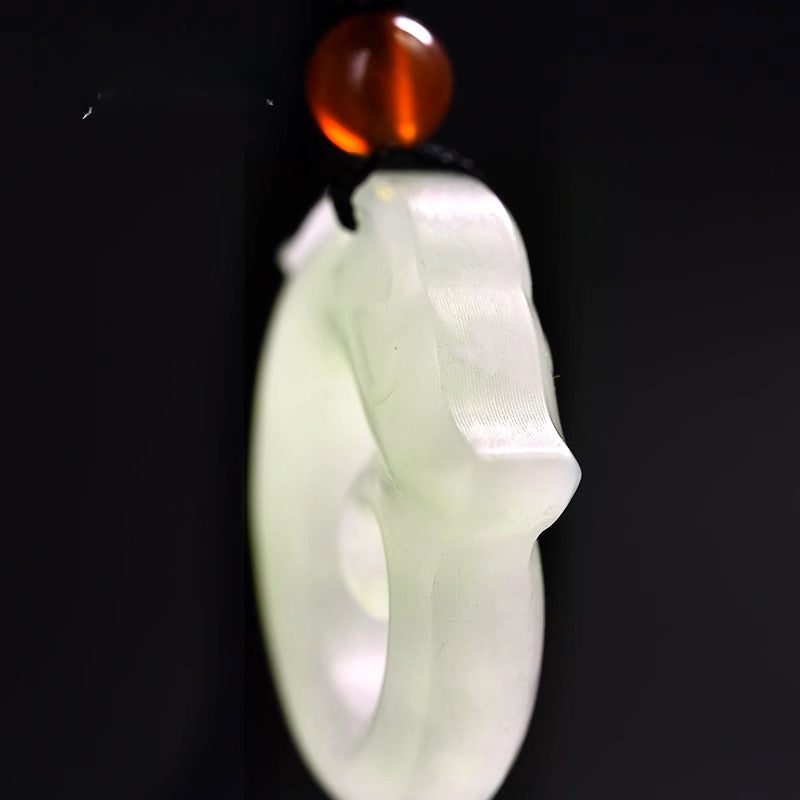 Chinese Loong-shaped pendant - Hetian jade dragon necklace