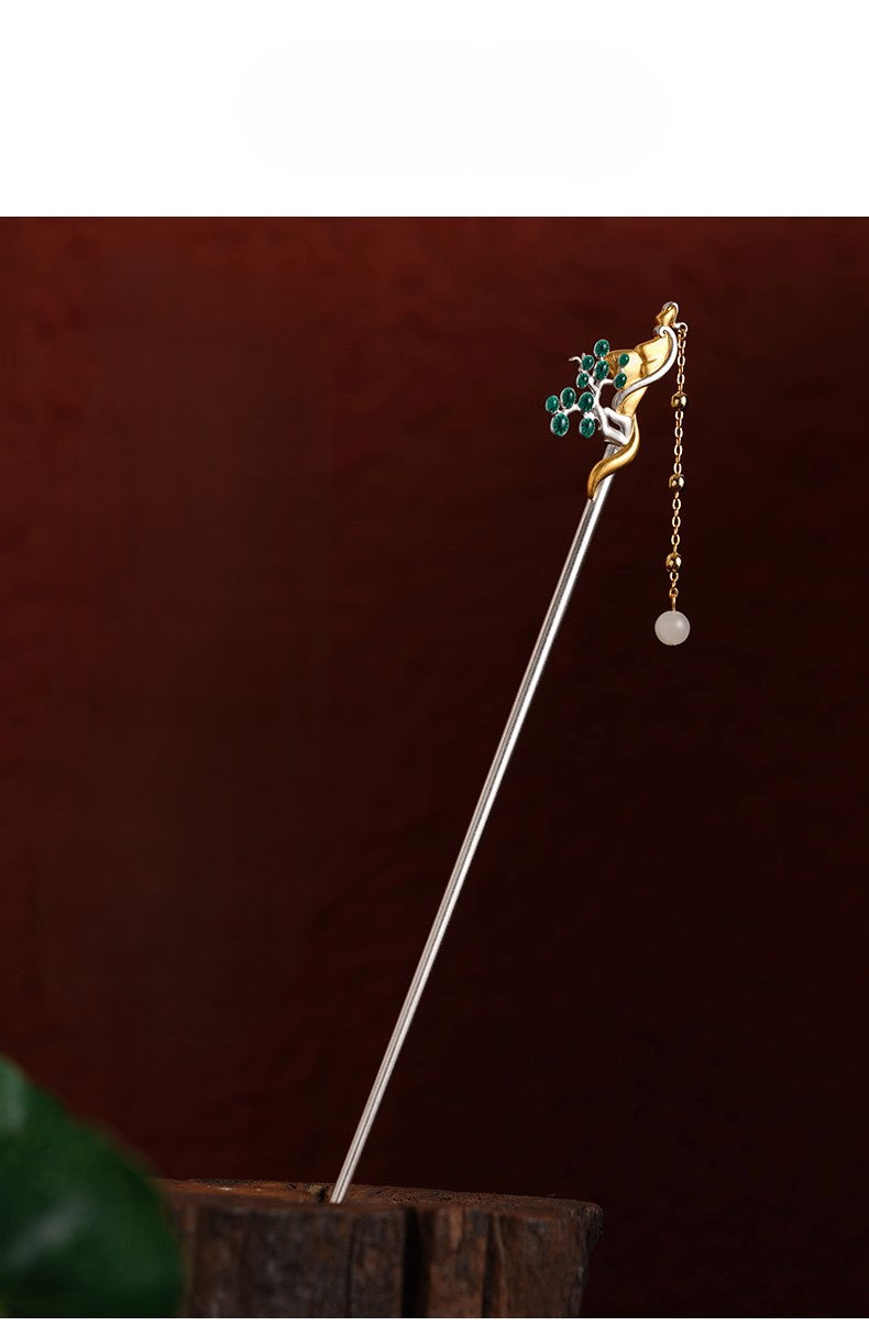 Ethereal and ancient style Jade Spring Rainbow Hairpin