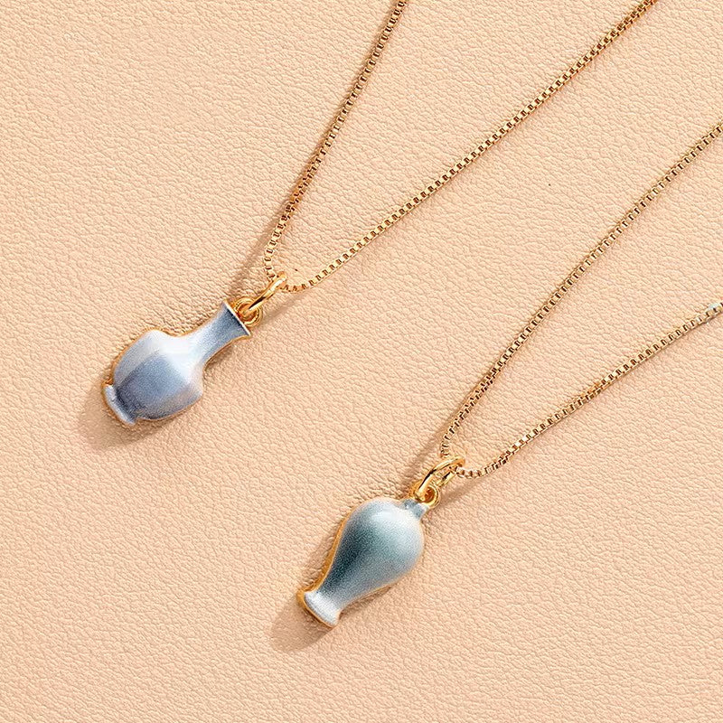 Longquan Celadon Plum Vase Auspicious Jewelry Set - Earrings Necklace Bracelet