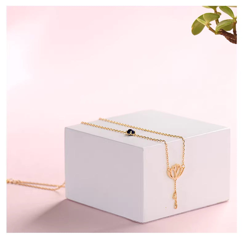 Lotus Flower Jewelry Set - Antique Style Earrings Necklace Bracelet