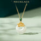 Lotus and Hetian Jade Necklace - 925 Sterling Silver Jewelry Pendant
