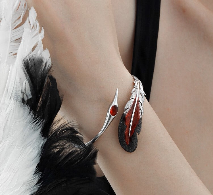 Chinese Ancient Style Spiritual Crane Feather Floating Life Bracelet