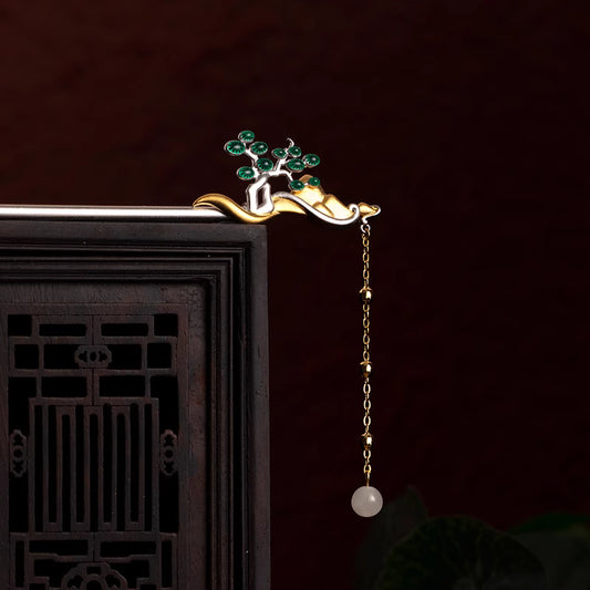 Ethereal and ancient style Jade Spring Rainbow Hairpin