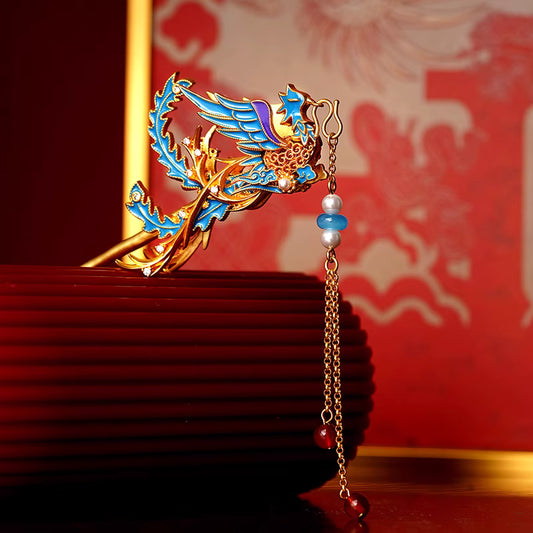 Kowloon Nine Phoenix Crown Phoenix Feather Radiant Hairpin