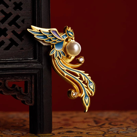 Empress Xiaoduan's Phoenix Holding a Pearl - Gilded Brooch