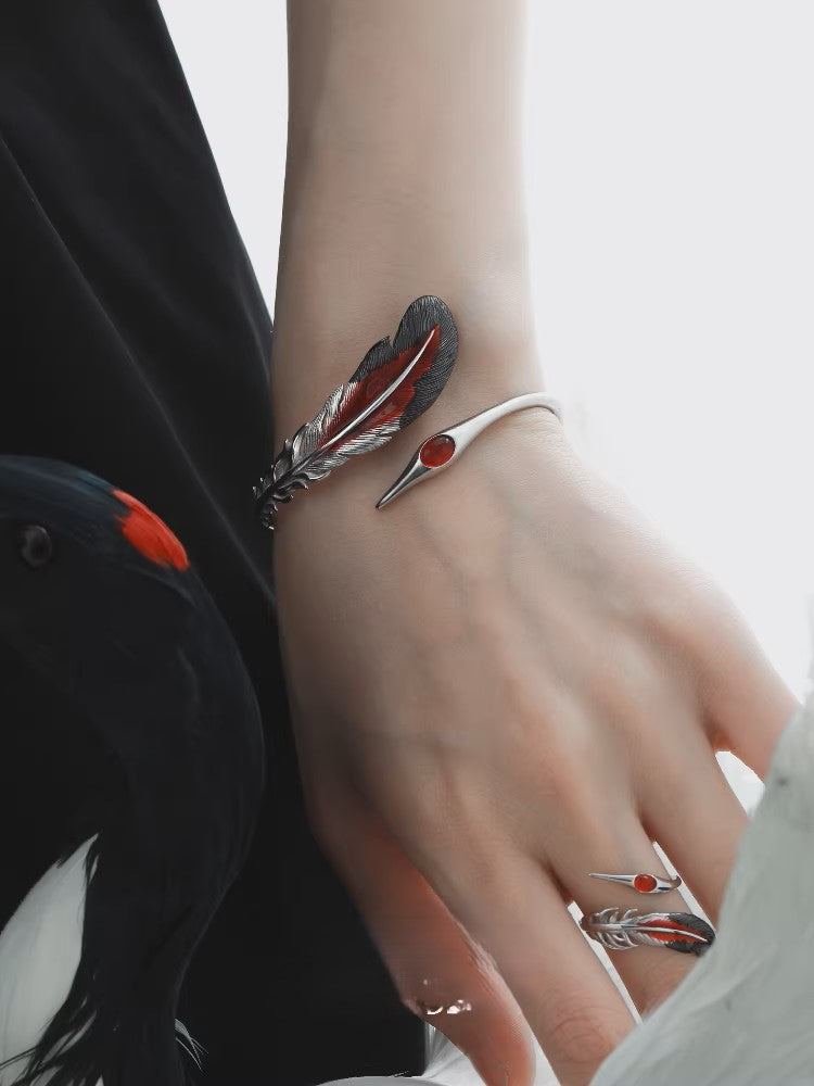 Chinese Ancient Style Spiritual Crane Feather Floating Life Bracelet