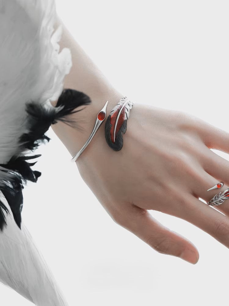 Chinese Ancient Style Spiritual Crane Feather Floating Life Bracelet