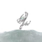 New Chinese Style Silver Wandering Dragon Holding Jade Rings Adjustable