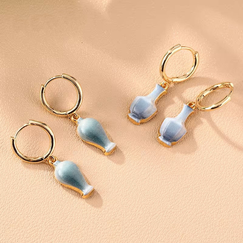 Longquan Celadon Plum Vase Auspicious Jewelry Set -  Earrings Necklace Bracelet