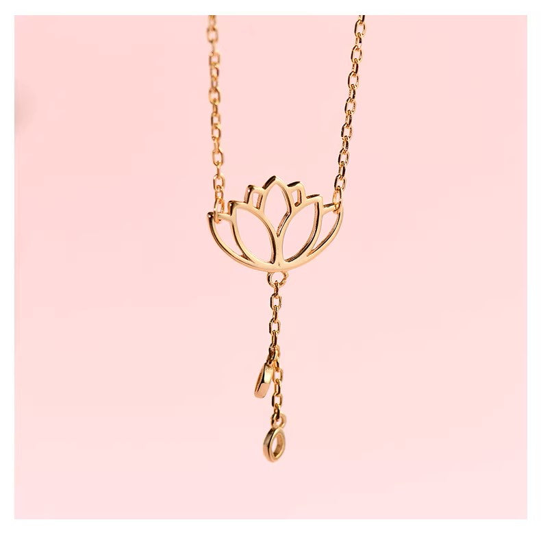 Lotus Flower Jewelry Set - Antique Style Earrings Necklace Bracelet