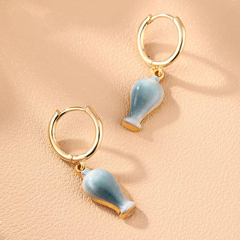 Longquan Celadon Plum Vase Auspicious Jewelry Set -  Earrings Necklace Bracelet