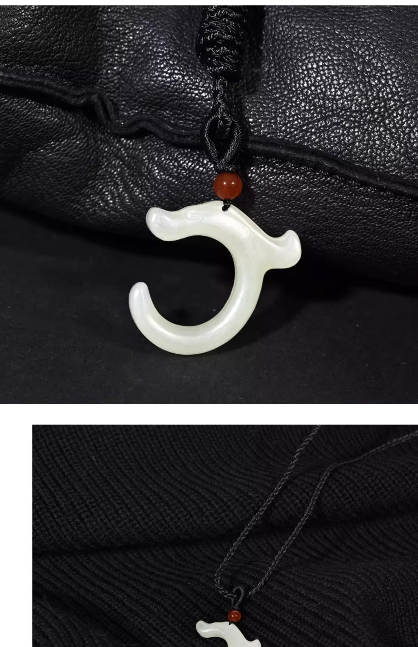 Chinese Loong-shaped pendant - Hetian jade dragon necklace