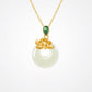 Lotus and Hetian Jade Necklace - 925 Sterling Silver Jewelry Pendant