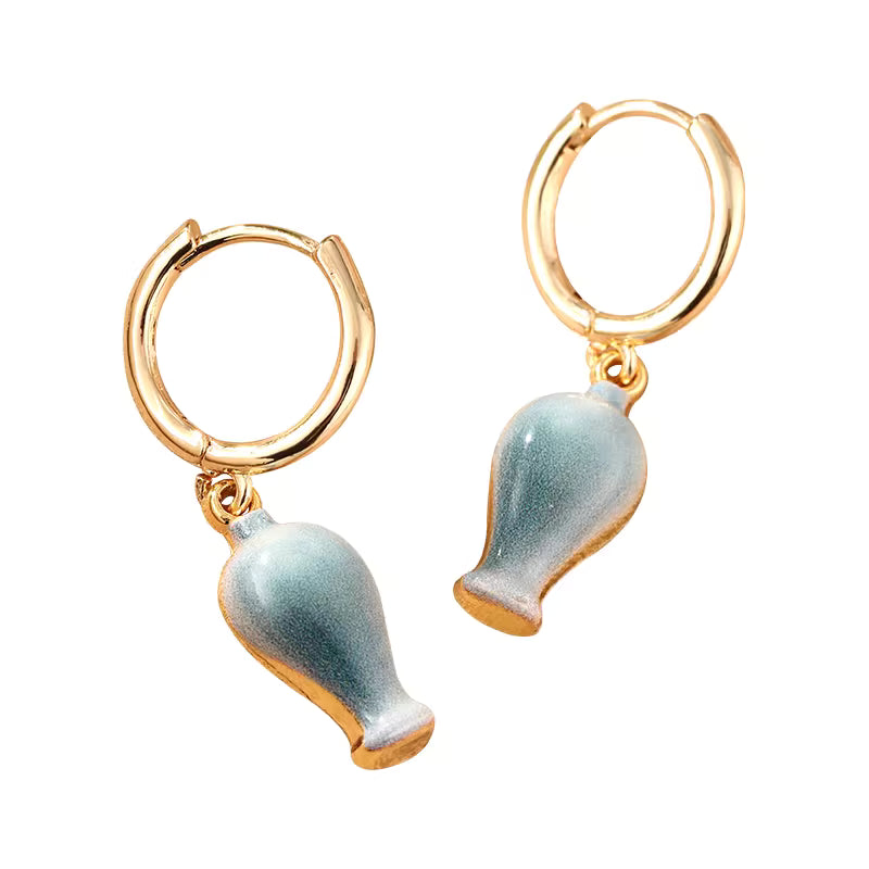 Longquan Celadon Plum Vase Auspicious Jewelry Set -  Earrings Necklace Bracelet