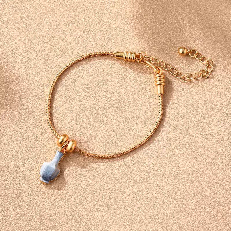 Ru-ware Glaze Hexagonal Bottle Auspicious Jewelry Set -  Earrings Necklace Bracelet