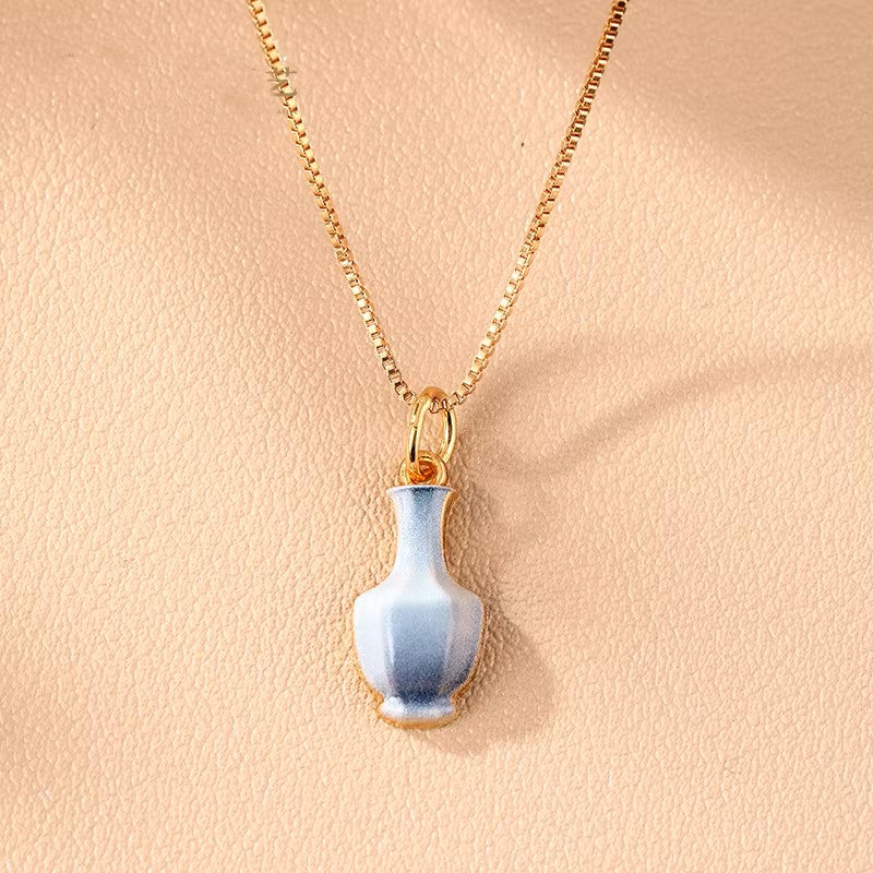 Ru-ware Glaze Hexagonal Bottle Auspicious Jewelry Set -  Earrings Necklace Bracelet