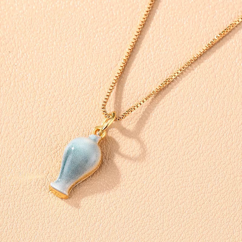 Longquan Celadon Plum Vase Auspicious Jewelry Set -  Earrings Necklace Bracelet